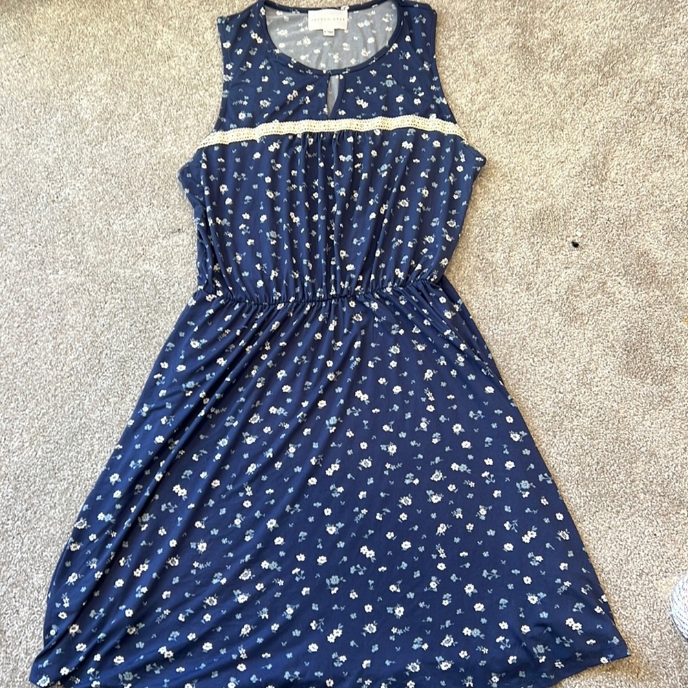 Blue floral French Grey Dress
